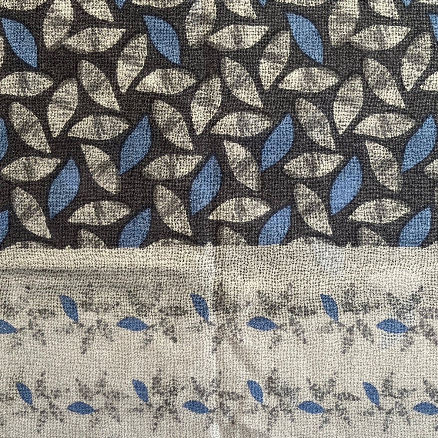 Blue Leaf Wool Scarf styled, pure wool lightweight design