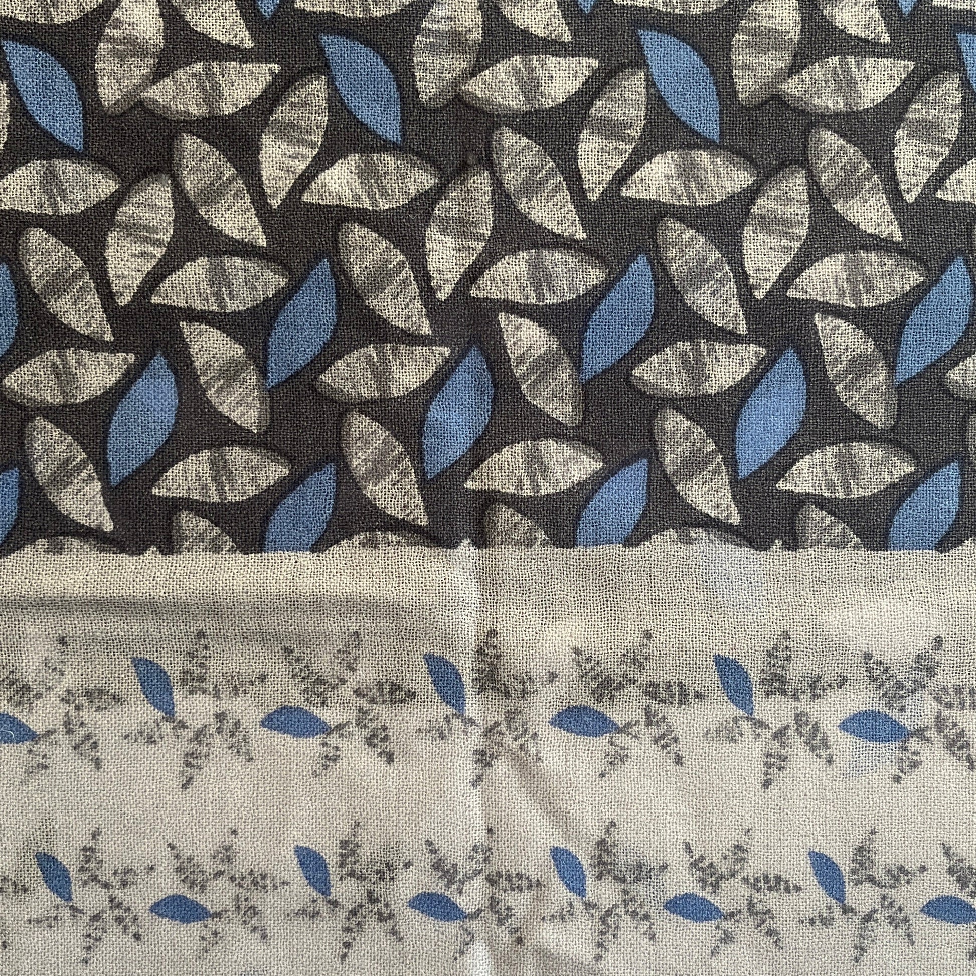Blue Leaf Wool Scarf styled, pure wool lightweight design
