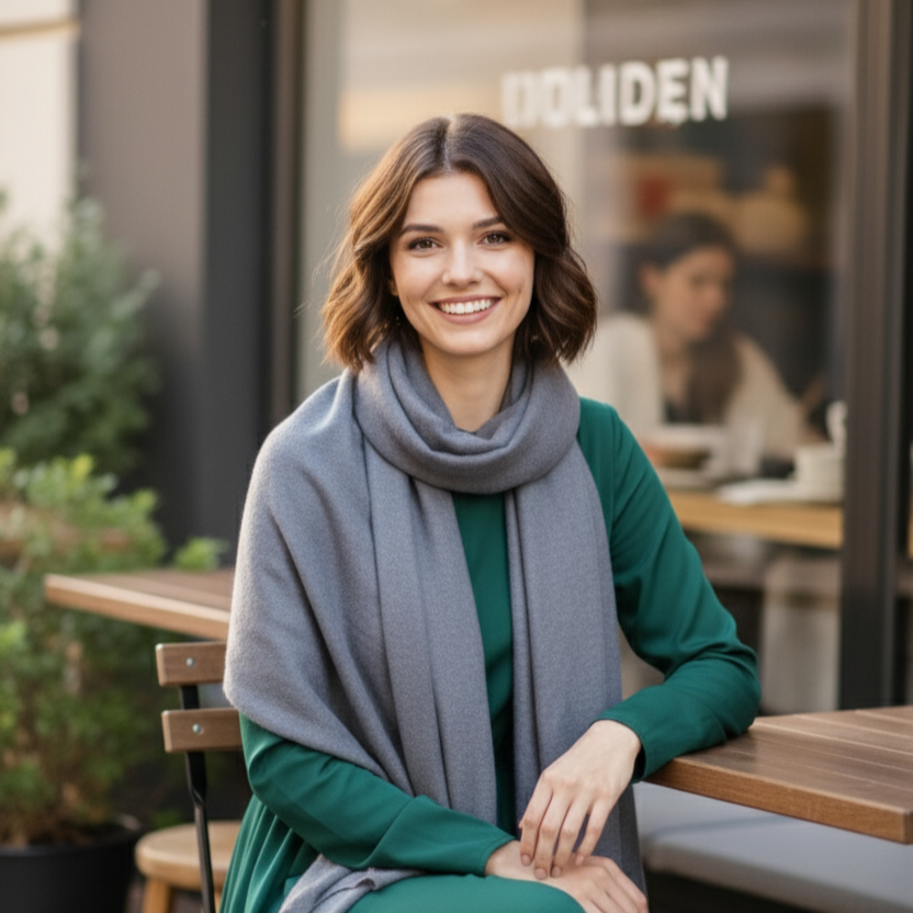 Lightweight cashmere scarf in dark gray, 95x195 cm, 70g shawl